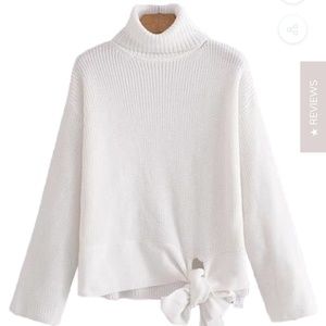 Goodnight Macaroon 'Daphne' Side Tie Turtleneck
